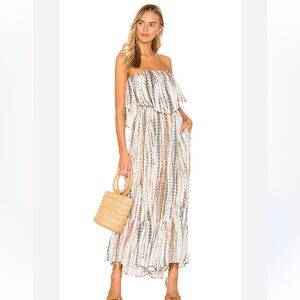 Free People Summer Vibes Strapless Tube Jumpsuit Ivory Tie Dye Size XS